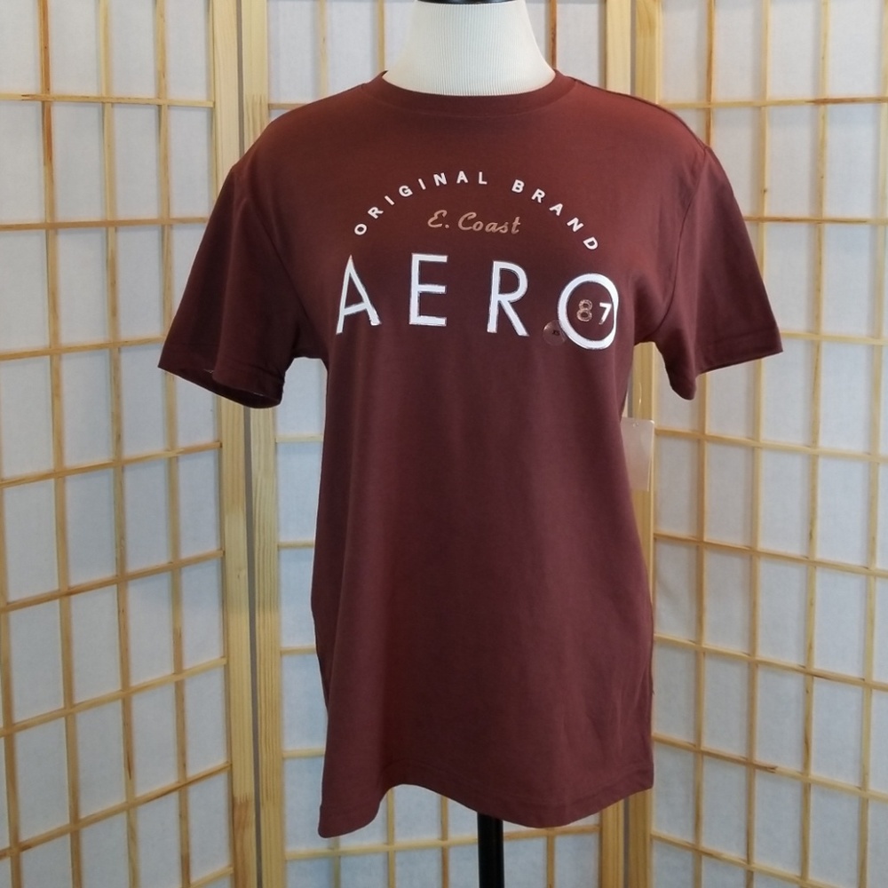 Aeropostale Unisex XS Burgundy AERO 87 Logo Graphic Tee Womens Crewneck NWT